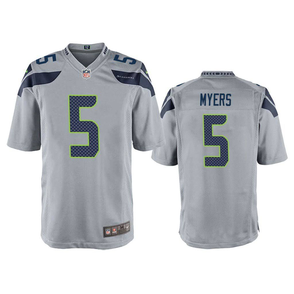 Men Seattle Seahawks 5 Jason Myers Nike Grey Game NFL Jersey